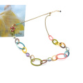 2021 colorful rainbow acrylic jewelry for party gift casual stainless steel gold filled snake chain necklace